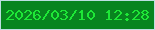 文字の大きさ：5、枠の色：bddee1、背景の色：08841f、文字の色：1ee737 無料ブログパーツのブログ時計