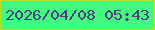 文字の大きさ：2、枠の色：bde120、背景の色：43f97e、文字の色：523b85 無料ブログパーツのブログ時計