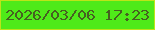 文字の大きさ：1、枠の色：bde419、背景の色：4fea19、文字の色：466121 無料ブログパーツのブログ時計