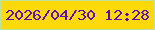 文字の大きさ：1、枠の色：bde49a、背景の色：fed90a、文字の色：5b0db2 無料ブログパーツのブログ時計