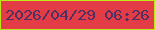 文字の大きさ：5、枠の色：bdea17、背景の色：e33c47、文字の色：502f63 無料ブログパーツのブログ時計