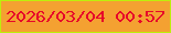 文字の大きさ：5、枠の色：bdee0c、背景の色：f4a131、文字の色：e7062a 無料ブログパーツのブログ時計