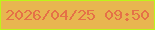 文字の大きさ：1、枠の色：bdf419、背景の色：e8b650、文字の色：e57147 無料ブログパーツのブログ時計