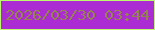文字の大きさ：5、枠の色：bdf96e、背景の色：ab2cd3、文字の色：95834c 無料ブログパーツのブログ時計