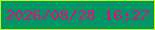 文字の大きさ：3、枠の色：bdfc0a、背景の色：029566、文字の色：d8147a 無料ブログパーツのブログ時計
