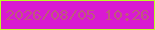文字の大きさ：5、枠の色：bdfc25、背景の色：d91ad2、文字の色：bf597c 無料ブログパーツのブログ時計