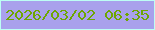 文字の大きさ：3、枠の色：bdfef4、背景の色：a9a1ec、文字の色：6ea601 無料ブログパーツのブログ時計