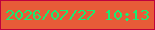 文字の大きさ：4、枠の色：be013e、背景の色：e75b38、文字の色：17ed72 無料ブログパーツのブログ時計