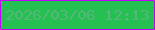 文字の大きさ：2、枠の色：be03f9、背景の色：26c052、文字の色：55b879 無料ブログパーツのブログ時計