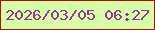 文字の大きさ：4、枠の色：be0700、背景の色：d3ffa9、文字の色：9e3292 無料ブログパーツのブログ時計