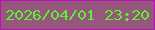 文字の大きさ：3、枠の色：be0dbd、背景の色：95587c、文字の色：5cf031 無料ブログパーツのブログ時計