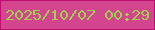 文字の大きさ：4、枠の色：be0e70、背景の色：d3458f、文字の色：9dd24a 無料ブログパーツのブログ時計