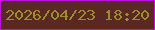 文字の大きさ：5、枠の色：be0fe0、背景の色：5b2723、文字の色：998d2c 無料ブログパーツのブログ時計