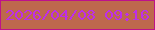 文字の大きさ：4、枠の色：be118b、背景の色：be684d、文字の色：be2ee9 無料ブログパーツのブログ時計