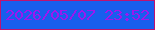 文字の大きさ：4、枠の色：be1271、背景の色：185eed、文字の色：9d17ee 無料ブログパーツのブログ時計