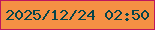 文字の大きさ：1、枠の色：be165e、背景の色：f59044、文字の色：05454b 無料ブログパーツのブログ時計