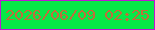 文字の大きさ：2、枠の色：be16d4、背景の色：07e847、文字の色：c06d3b 無料ブログパーツのブログ時計