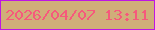 文字の大きさ：4、枠の色：be16e4、背景の色：d0ae79、文字の色：f6597c 無料ブログパーツのブログ時計