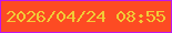 文字の大きさ：3、枠の色：be16ef、背景の色：fd4b23、文字の色：f1cb37 無料ブログパーツのブログ時計