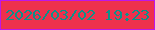 文字の大きさ：3、枠の色：be17e9、背景の色：ee314d、文字の色：0c9189 無料ブログパーツのブログ時計