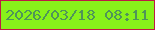 文字の大きさ：2、枠の色：be1b44、背景の色：88f21a、文字の色：4f9559 無料ブログパーツのブログ時計