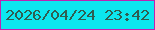 文字の大きさ：2、枠の色：be22b2、背景の色：0ce7ef、文字の色：2f5e52 無料ブログパーツのブログ時計