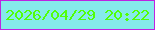 文字の大きさ：4、枠の色：be23e1、背景の色：85eaea、文字の色：51ff08 無料ブログパーツのブログ時計