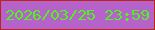 文字の大きさ：5、枠の色：be2414、背景の色：b563ca、文字の色：4df51b 無料ブログパーツのブログ時計