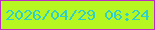 文字の大きさ：1、枠の色：be2dc3、背景の色：b6f722、文字の色：30cfc8 無料ブログパーツのブログ時計