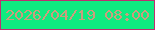文字の大きさ：2、枠の色：be2f70、背景の色：0feb80、文字の色：cc9d7d 無料ブログパーツのブログ時計