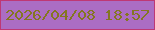 文字の大きさ：3、枠の色：be3875、背景の色：ab6dc4、文字の色：847621 無料ブログパーツのブログ時計
