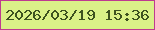 文字の大きさ：2、枠の色：be3b90、背景の色：daf188、文字の色：3d521f 無料ブログパーツのブログ時計