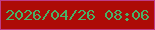 文字の大きさ：1、枠の色：be3c87、背景の色：ad0b07、文字の色：48b166 無料ブログパーツのブログ時計