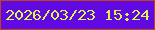 文字の大きさ：5、枠の色：be4418、背景の色：6109e2、文字の色：daf54f 無料ブログパーツのブログ時計