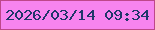 文字の大きさ：4、枠の色：be478a、背景の色：f784ef、文字の色：20376a 無料ブログパーツのブログ時計