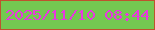 文字の大きさ：2、枠の色：be532d、背景の色：74c851、文字の色：e937e0 無料ブログパーツのブログ時計