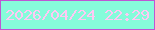 文字の大きさ：4、枠の色：be56d3、背景の色：86fbda、文字の色：ffc9f4 無料ブログパーツのブログ時計