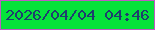 文字の大きさ：4、枠の色：be59c4、背景の色：05e23a、文字の色：1e3d6e 無料ブログパーツのブログ時計
