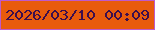 文字の大きさ：5、枠の色：be5ac9、背景の色：e85b0c、文字の色：3c0e4d 無料ブログパーツのブログ時計