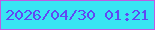 文字の大きさ：1、枠の色：be5be3、背景の色：39e5f3、文字の色：6148f3 無料ブログパーツのブログ時計