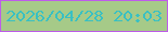 文字の大きさ：2、枠の色：be5cea、背景の色：a6ca88、文字の色：39c0c3 無料ブログパーツのブログ時計