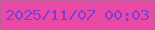 文字の大きさ：5、枠の色：be5e99、背景の色：e84aa5、文字の色：7e3ecb 無料ブログパーツのブログ時計