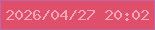 文字の大きさ：5、枠の色：be67a6、背景の色：df4f69、文字の色：f0a4b7 無料ブログパーツのブログ時計