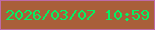 文字の大きさ：5、枠の色：be6aa8、背景の色：a95f3a、文字の色：03f263 無料ブログパーツのブログ時計