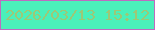 文字の大きさ：2、枠の色：be6bc0、背景の色：4bf0ba、文字の色：9dc877 無料ブログパーツのブログ時計