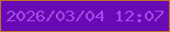 文字の大きさ：1、枠の色：be6e29、背景の色：6809b6、文字の色：a349e3 無料ブログパーツのブログ時計