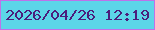 文字の大きさ：5、枠の色：be72ea、背景の色：5cd6e8、文字の色：4b1e7c 無料ブログパーツのブログ時計