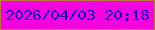 文字の大きさ：1、枠の色：be743d、背景の色：f403e1、文字の色：2404b8 無料ブログパーツのブログ時計