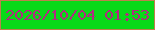 文字の大きさ：2、枠の色：be7f4c、背景の色：09d918、文字の色：b22a80 無料ブログパーツのブログ時計