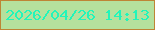 文字の大きさ：2、枠の色：be8535、背景の色：b5e19d、文字の色：22f5ba 無料ブログパーツのブログ時計